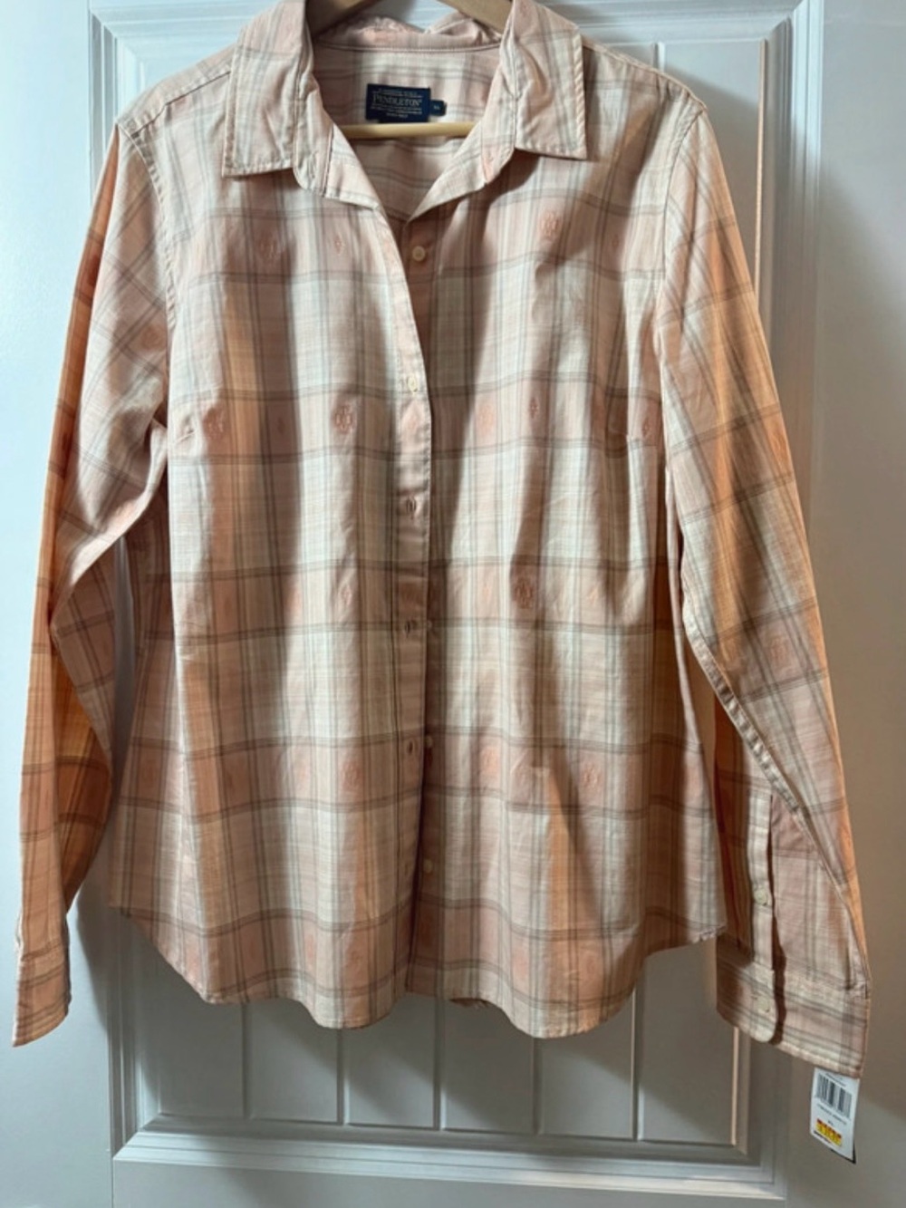 Pendleton Peach Plaid Button-Down Shirt NWT